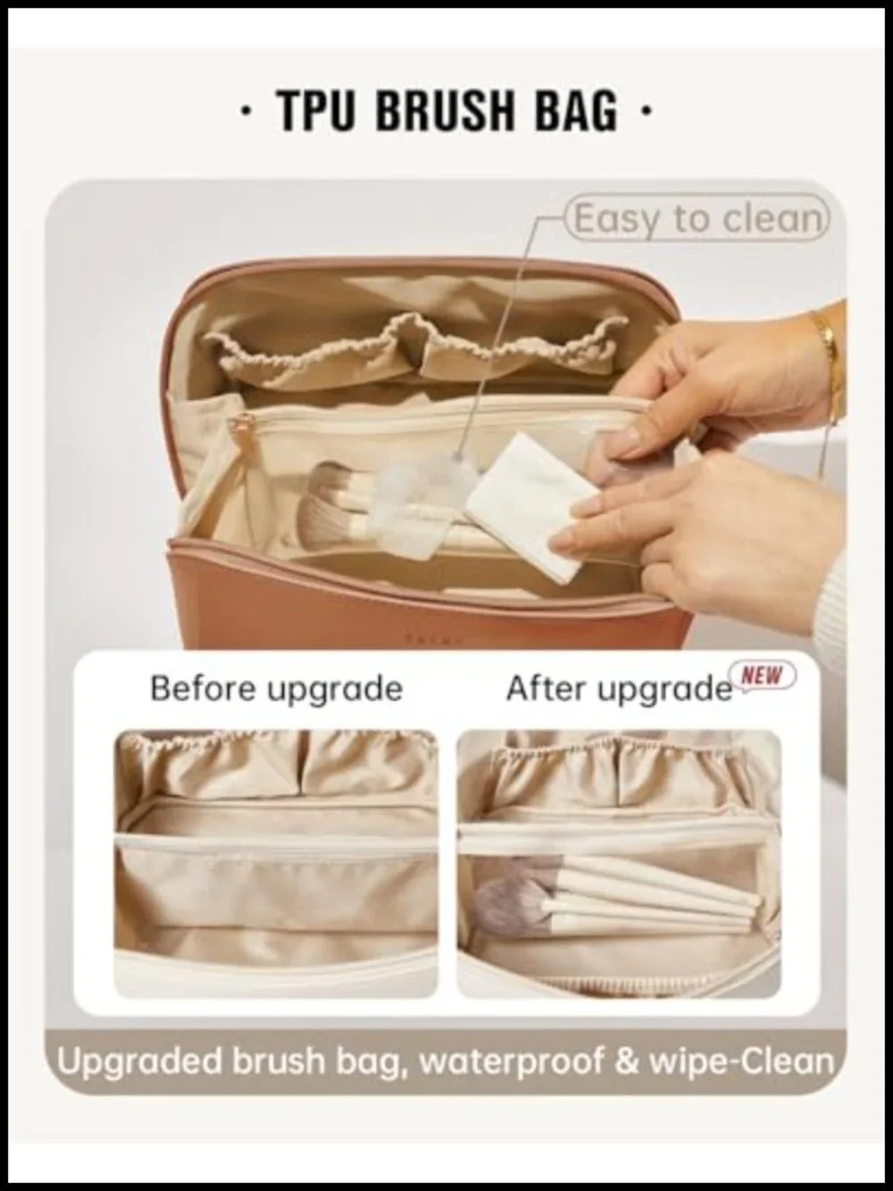 Large Capacity Waterproof PU Leather Travel Makeup Bag